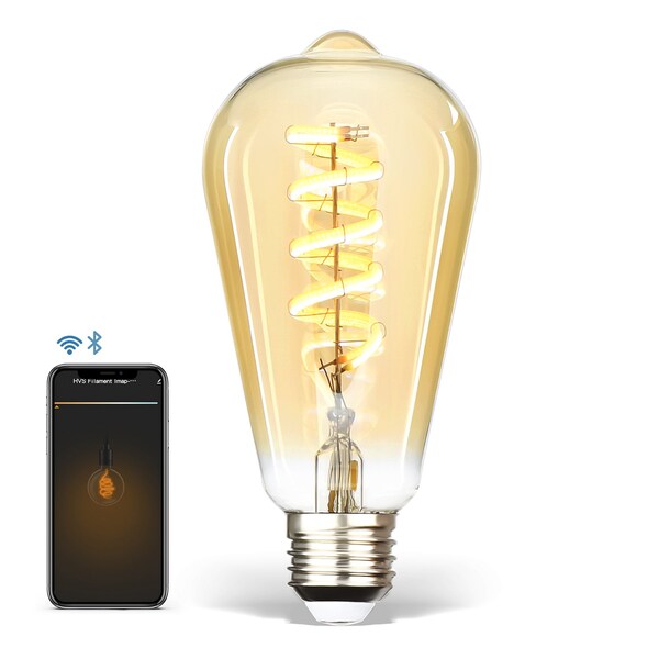 Homevenus Smart LED Bulb Edison ST64 E26 Vintage Spiral Filament Dimmable Cool to Warm, WHT 2100-5000K 350LM 6W SY-TF2CST64-01 - main